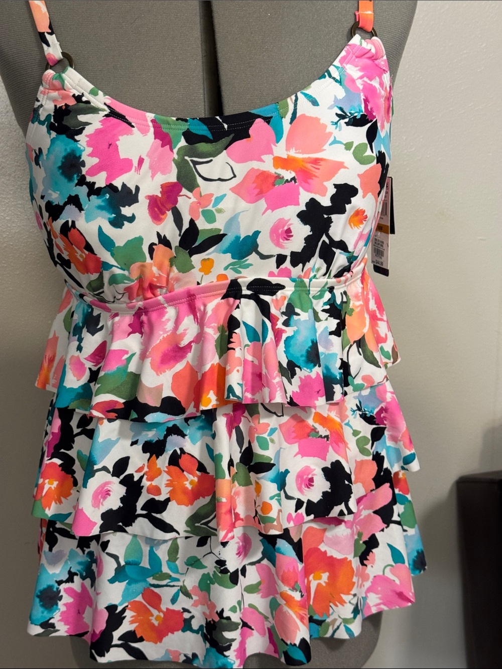 Island Escape Multicolor Floral Ruffle One-Piece - Picture 2 of 5